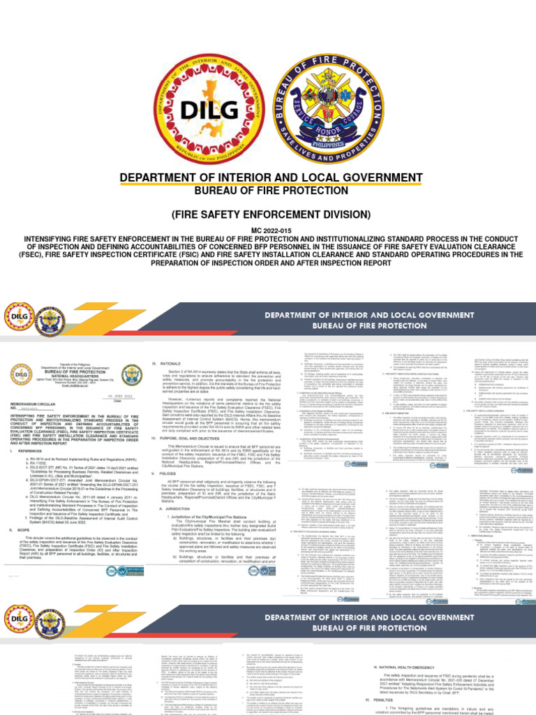 Fire Safety Inspection Guidelines BFP | PDF | Fire Safety | Appeal