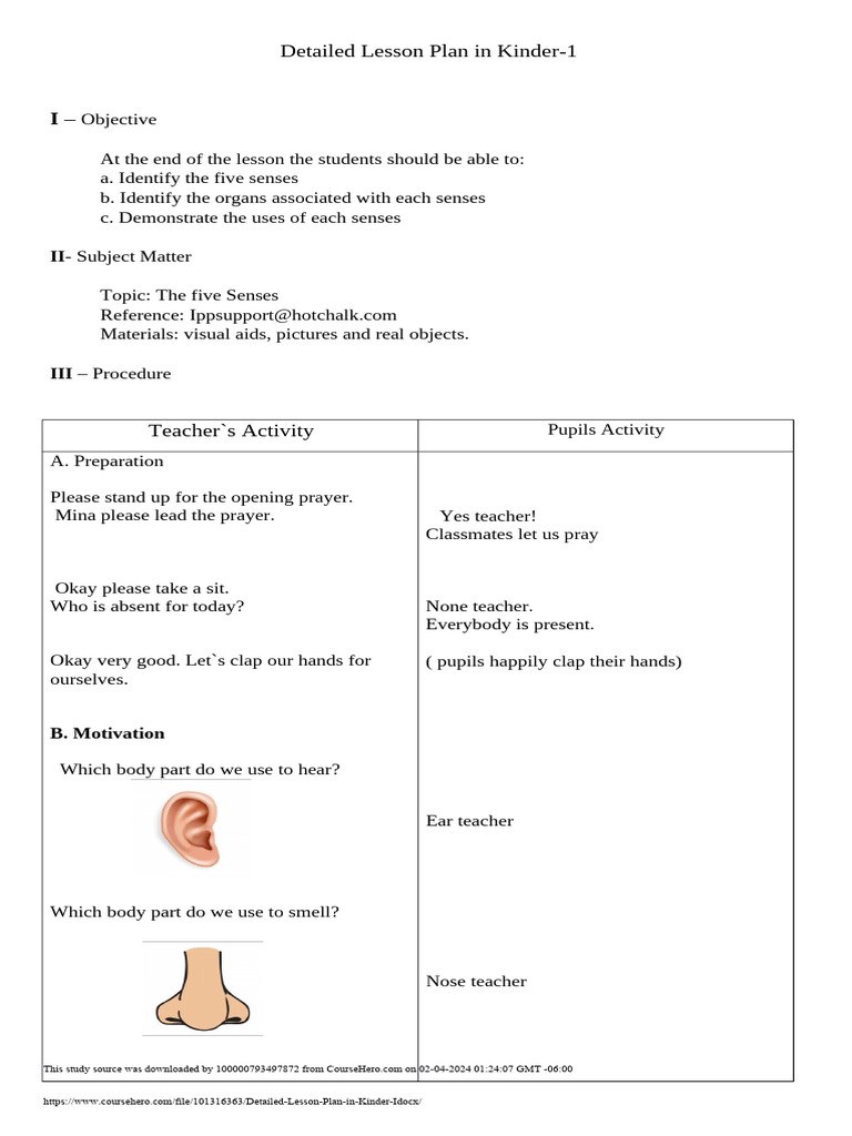 Five Senses Pdf Senses Taste