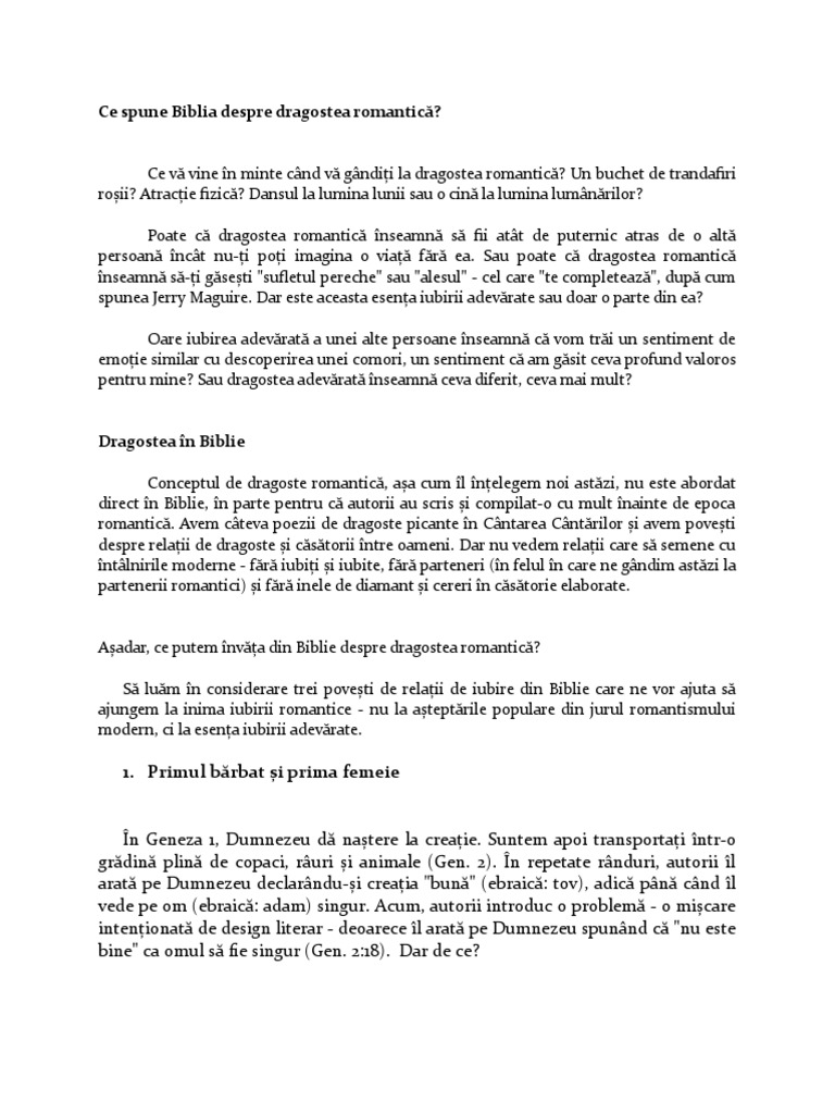Ce Spune Biblia Despre Dragostea Romantică | PDF