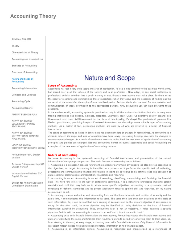 Nature and Scope of Accounting PDF