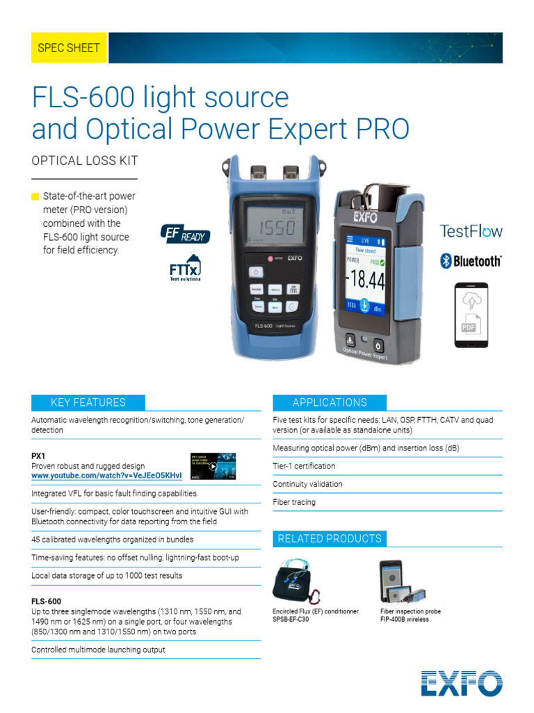 EXFO FLS-600 Optical Power Solutions | PDF | Fiber To The X | Optical Fiber