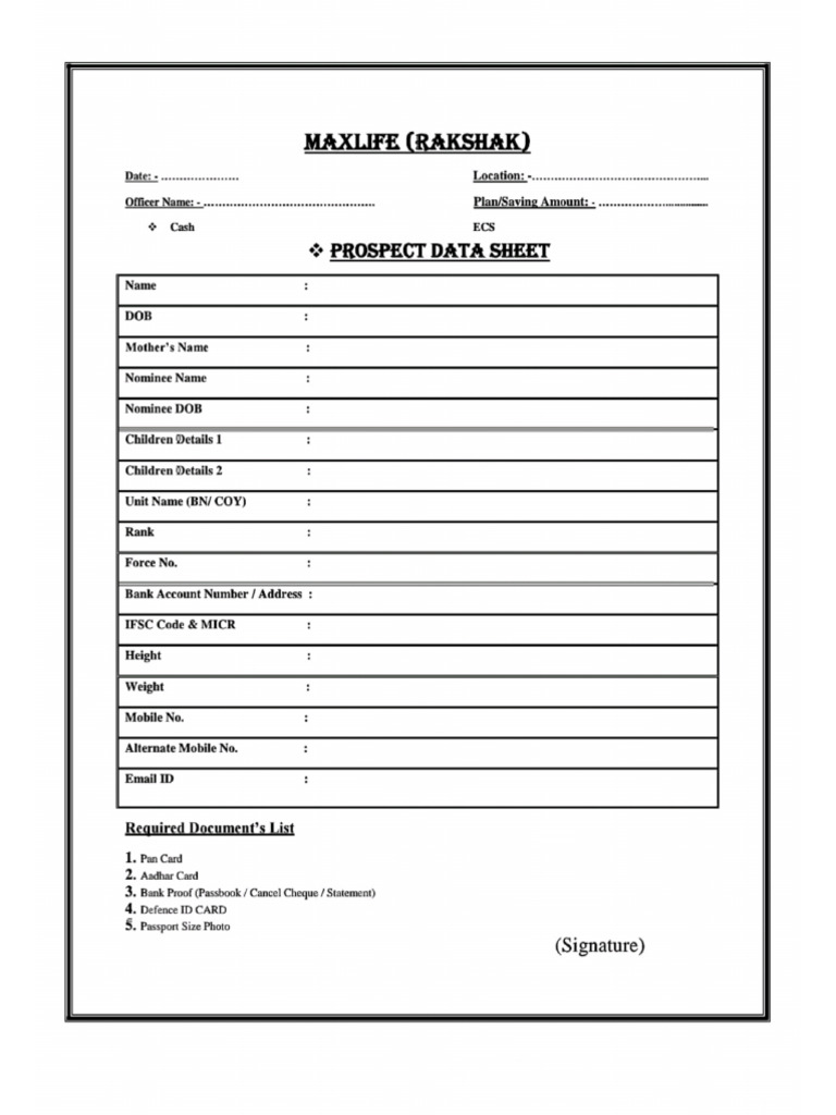 Max Life Complete Form Set | PDF