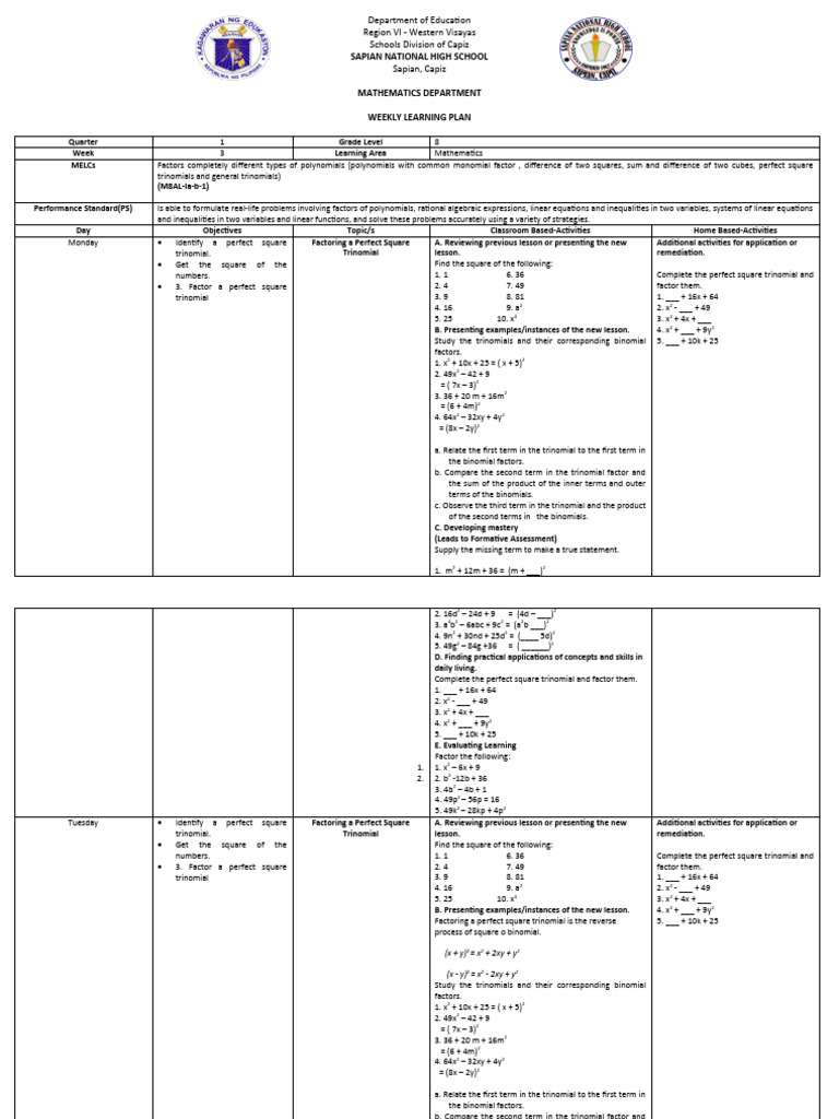 Week 3 Pdf Factorization Polynomial