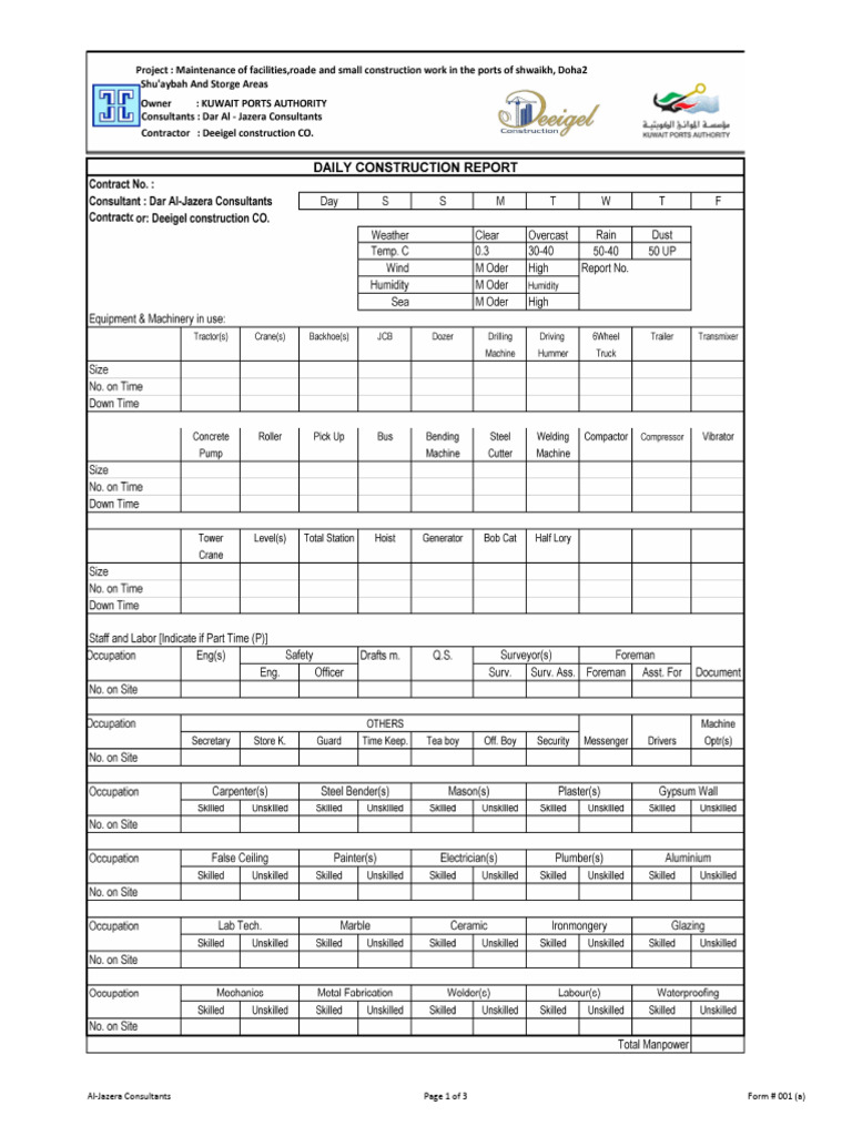 001 a daily report pdf engineering manufactured goods