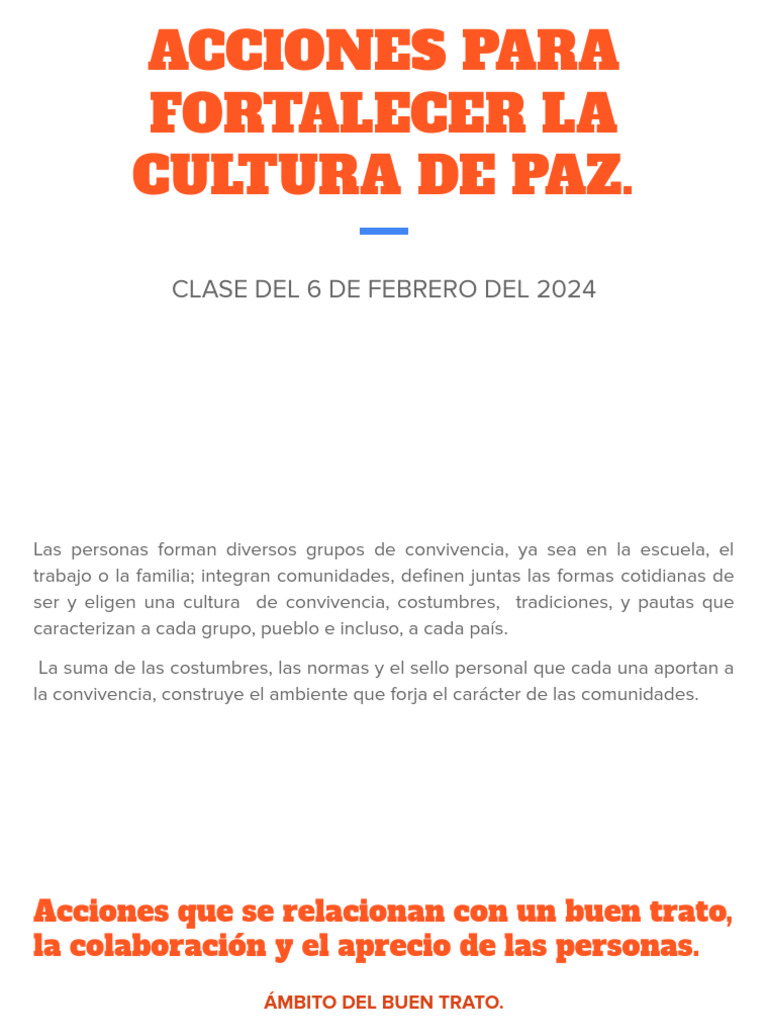 Acciones para Fortalecer la Cultura de Paz | PDF | Violencia | Paz