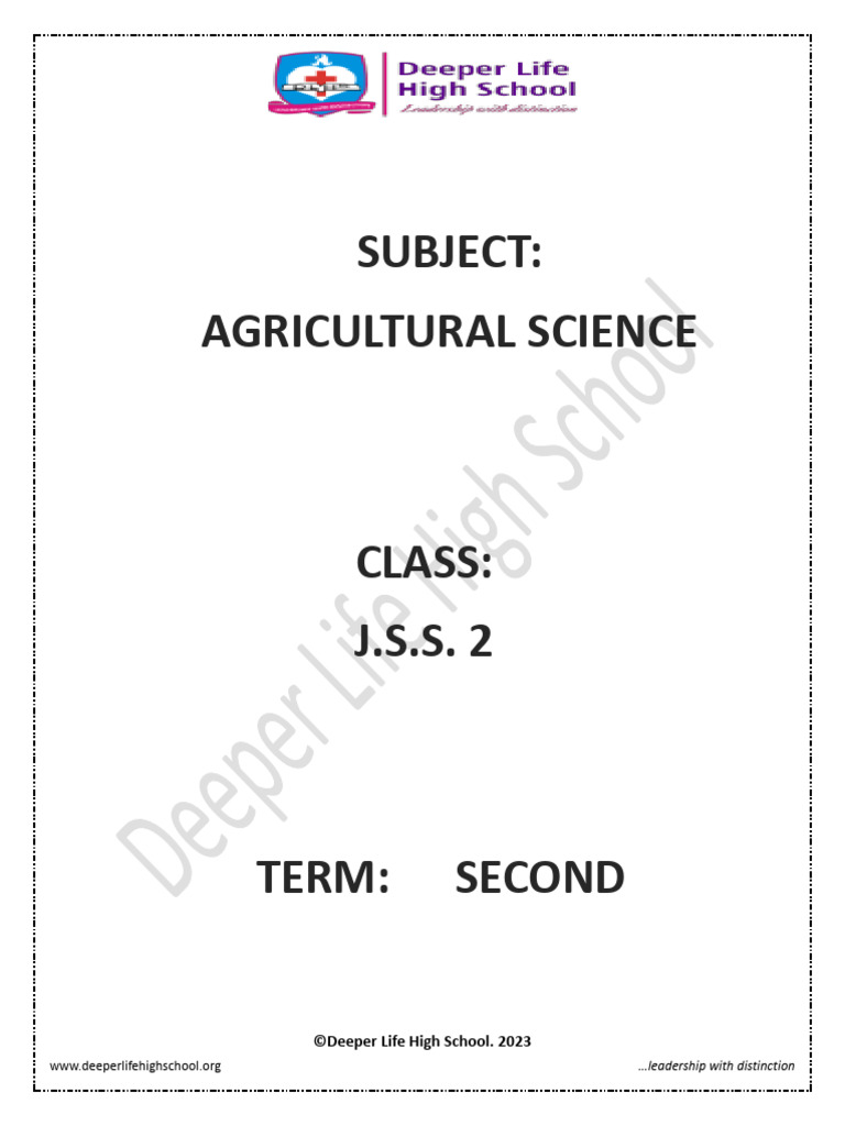 JSS2 Agricultural Science Second Term Plan | PDF | Fodder | Hay
