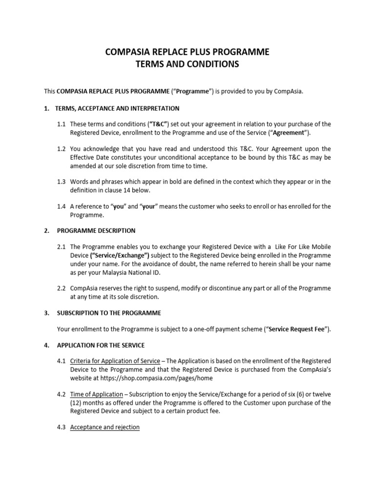 CompAsia Replace Plus Programme Guide | PDF
