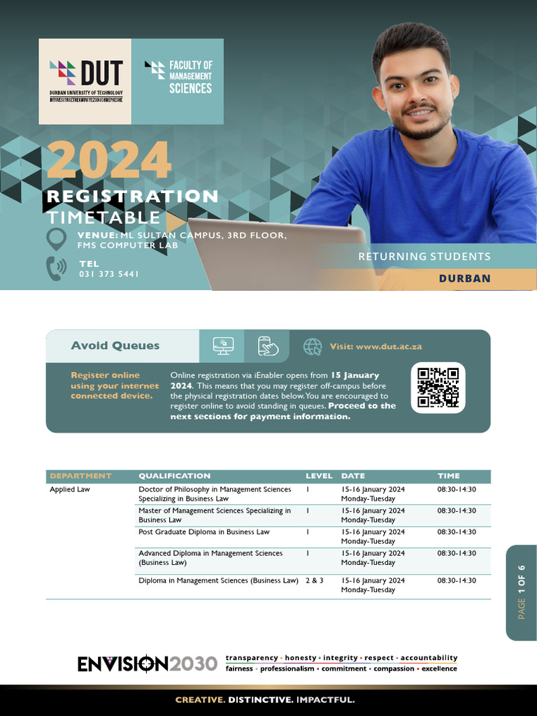 2024 Registration Timetable Returning Durban FMS PDF Postgraduate