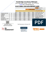 Sutan Report Card of Term 1