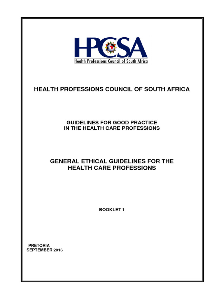 Ethical Guidelines for SA Health Pros | PDF | Medical Ethics ...