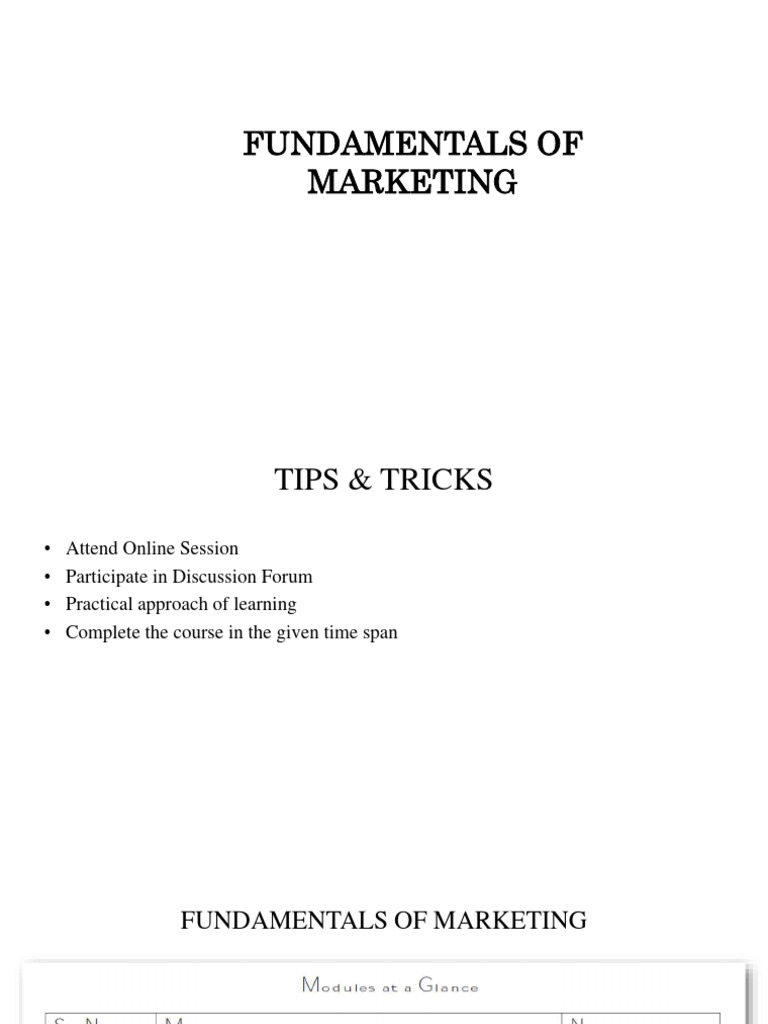 Marketing Fundamentals For Beginners Pdf Marketing Sales