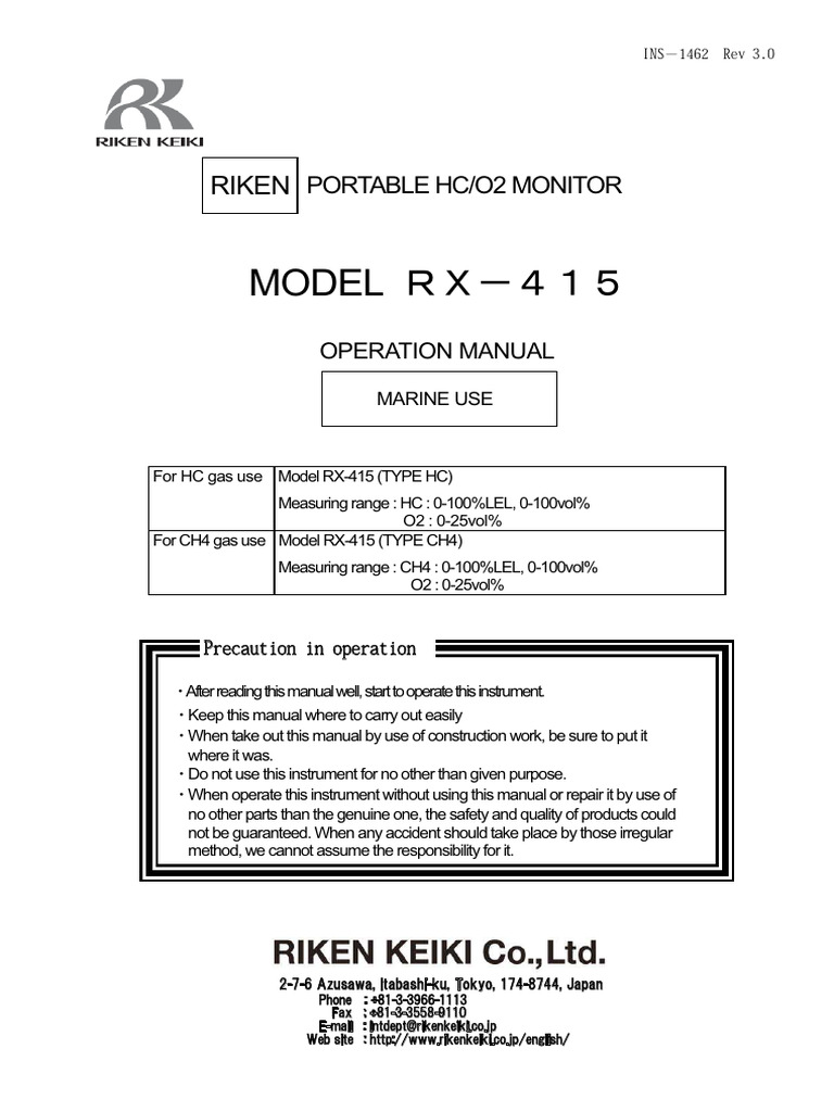 RX 415 Manual | PDF | Calibration | Switch
