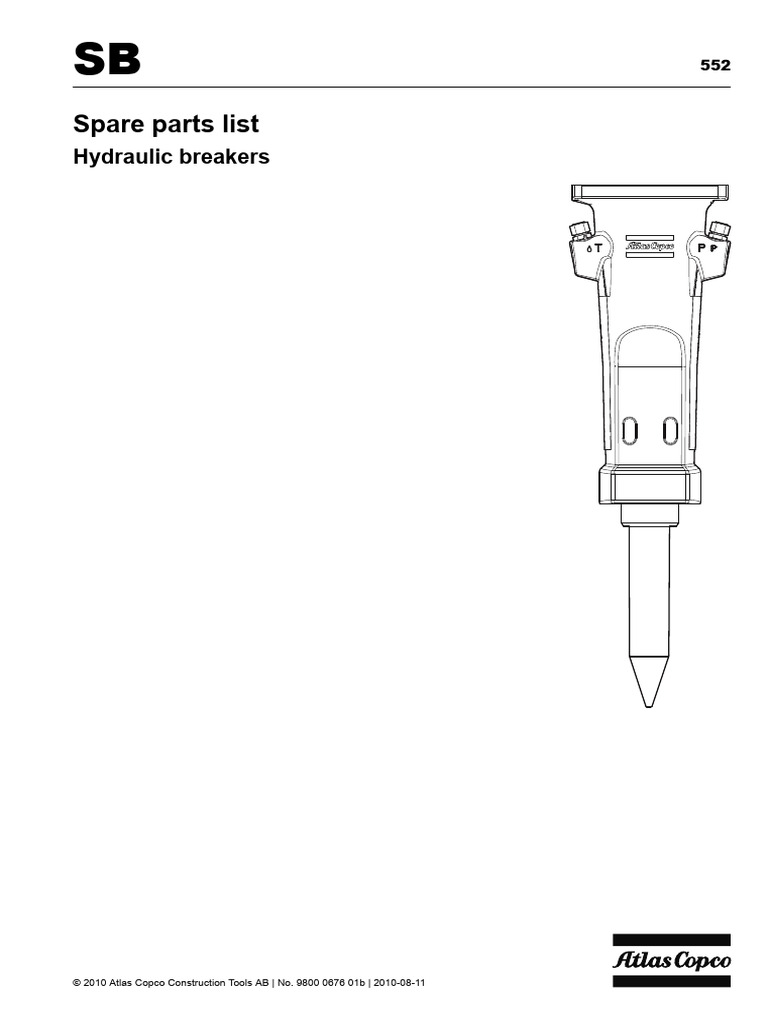 SB 552 Hydraulic Breaker Parts List | PDF | Manufactured Goods | Equipment