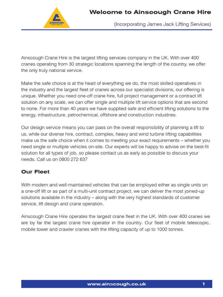 Ainscough Crane Hire Overview | PDF | Crane (Machine) | Insurance