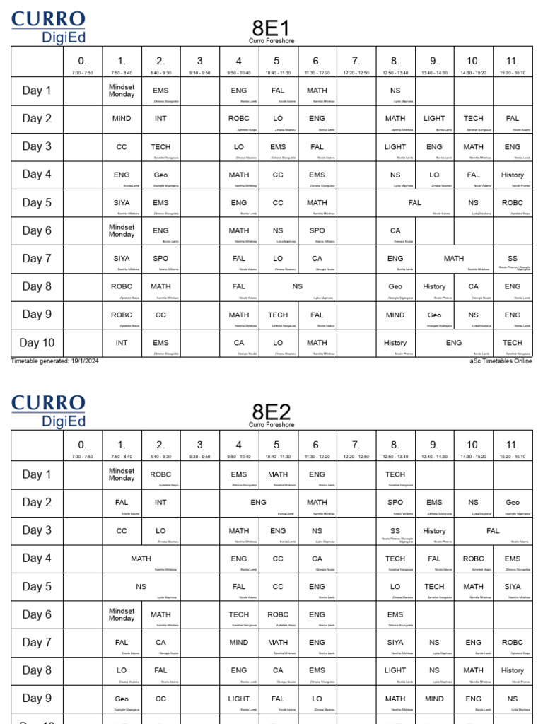 Curro Foreshore DigiEd Classes 19 Jan 2024 | PDF