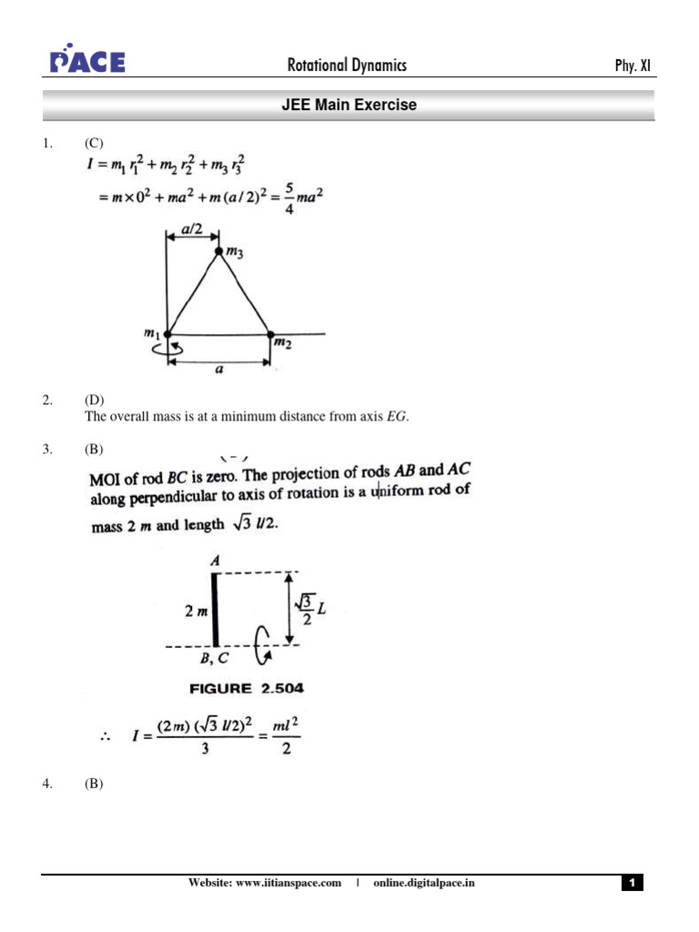 Rotational dynamics jee main exercise pyq jee main advanced download
