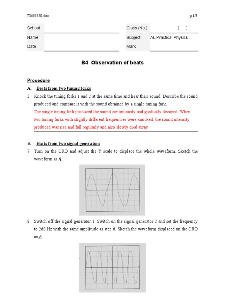 B4 Observation of Beats (TG) | PDF | Sound | Amplitude