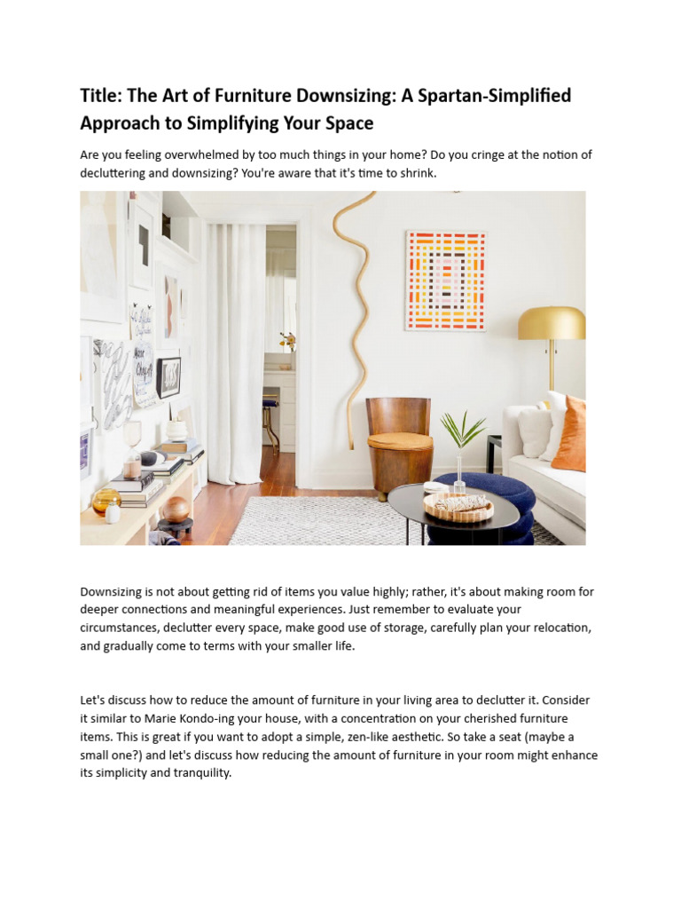 Title: The Art of Furniture Downsizing: A Spartan-Simplified Approach ...