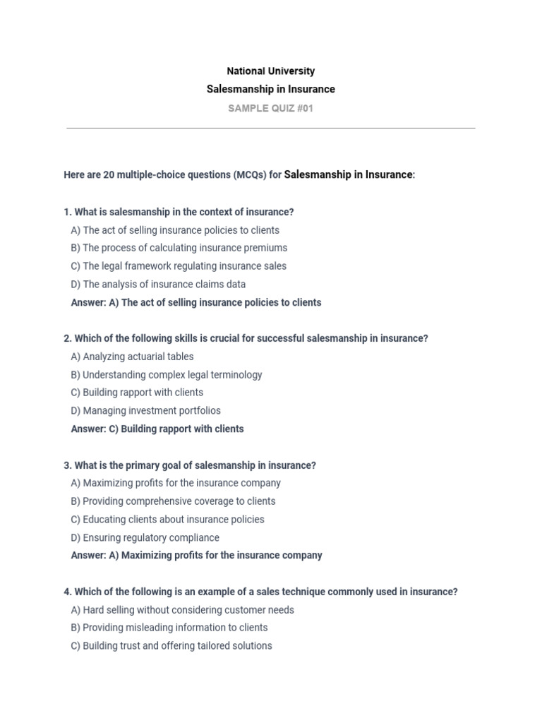 Essentials of Insurance Salesmanship | PDF