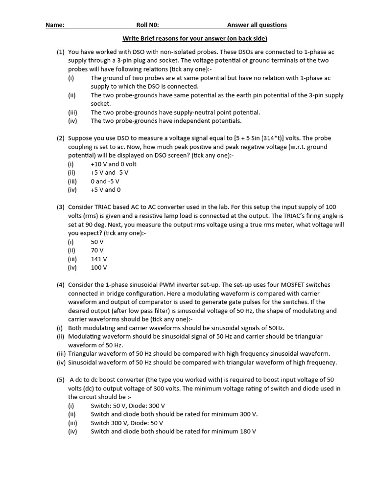 Viva Questions PDF Manufactured Goods Electrical Engineering