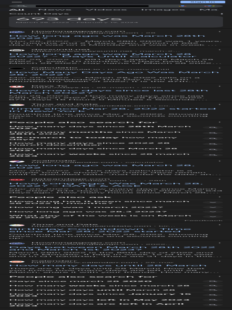 How Many Days Since 2022 28 March - Google Search | PDF