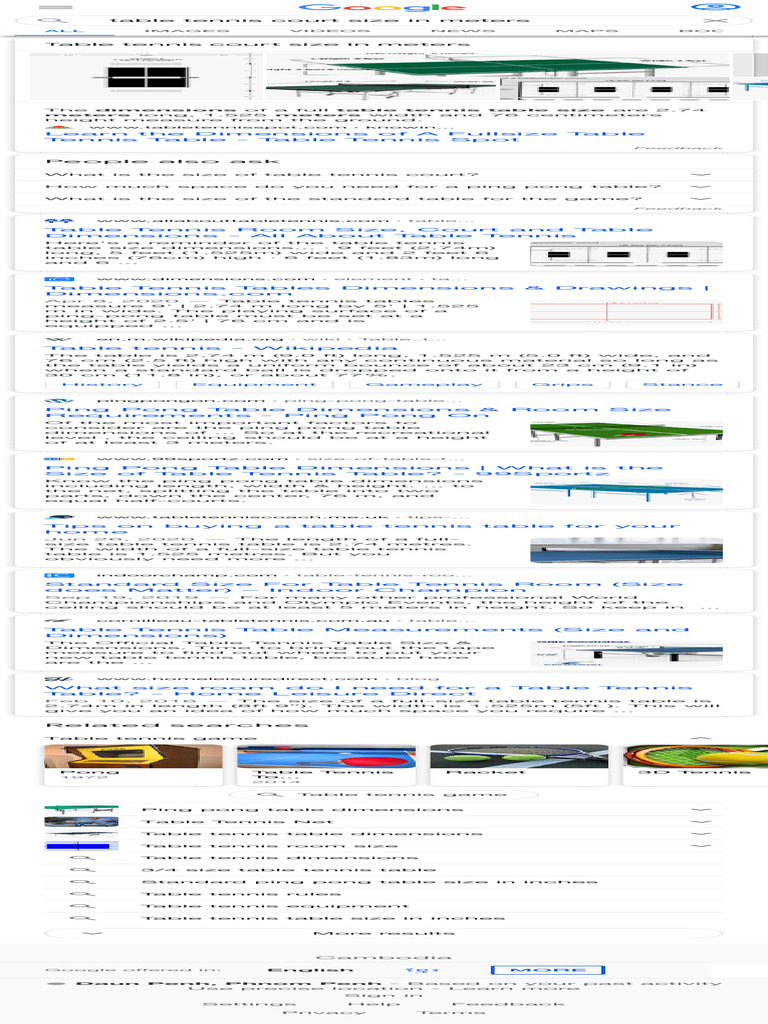 Table Tennis Court Size in Meters Google Search Download Free PDF