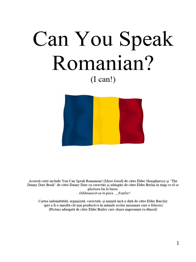 Can You Speak Romanian | PDF | Grammatical Tense | Verb