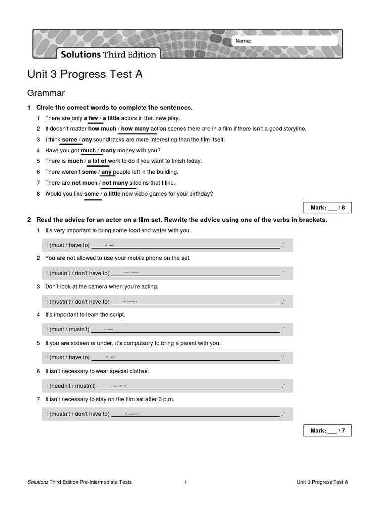 Unit 3 Progress Test A Solutions | PDF | Self-Improvement