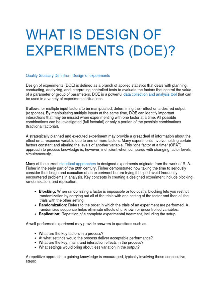 What Is Design Of Experiments