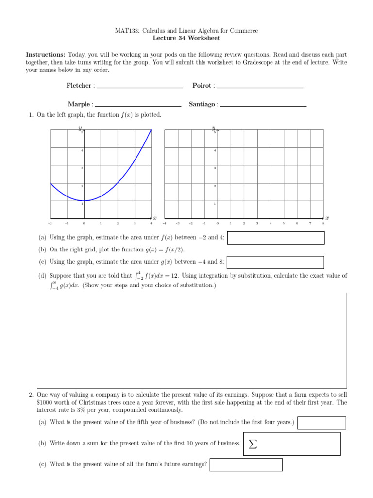 34 Worksheet | PDF | Present Value | Integral