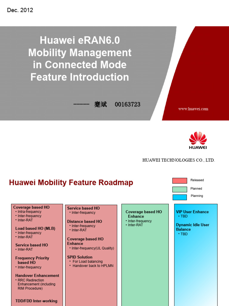 SPD - Huawei ERAN6.0 Mobility Management in Connected Mode Feature ...