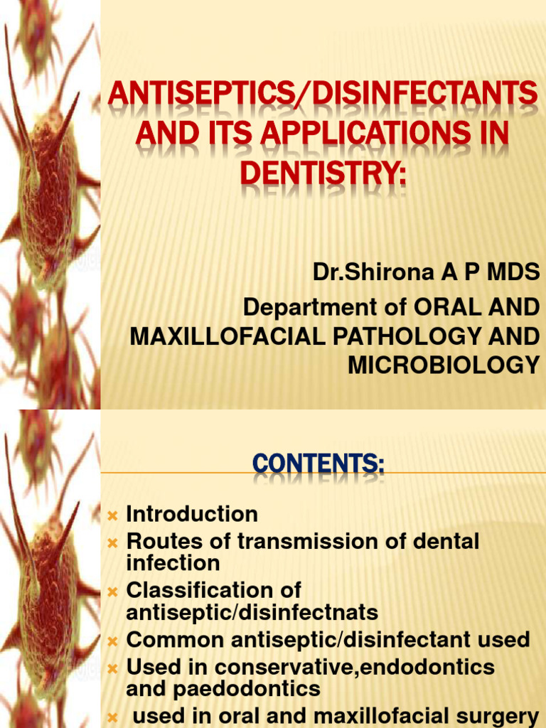 Antiseptics and Disinfectants in Dentistry | PDF