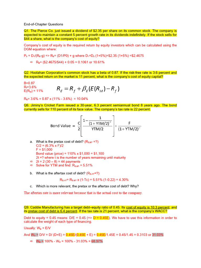 Finance Cost Calculations Guide | PDF | Cost Of Capital | Bonds (Finance)