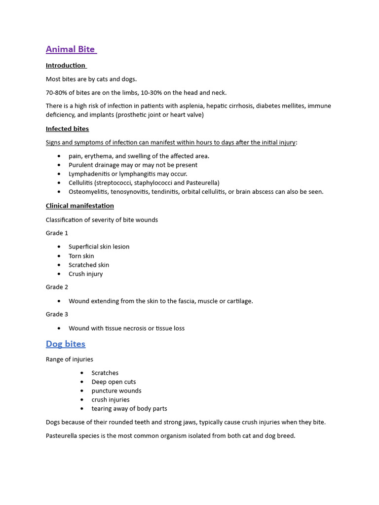 Animal Bite Pdf Wound Injury