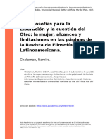 Chalaman, Ramiro - Las Filosofías para La Liberación y La Cuestión Del Otro La Mujer, Alcances y Limitaciones