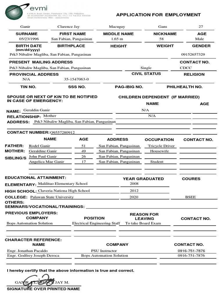 Application For Employment | PDF