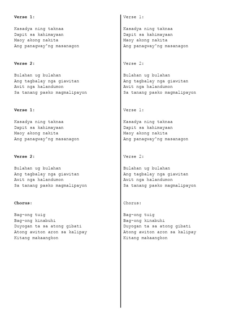 Kasadya Ning Taknaa Lyrics Pdf