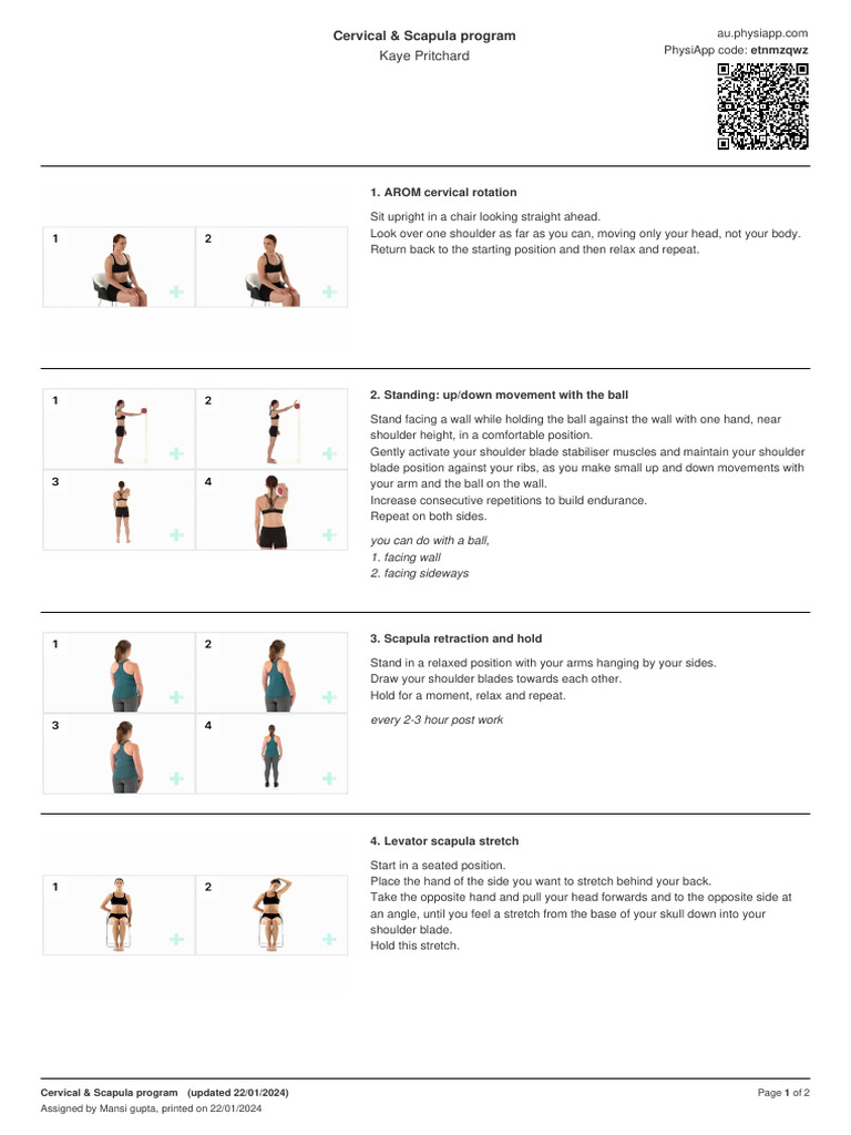 Cervical Scapula Program | PDF | Shoulder | Anatomical Terms Of Motion
