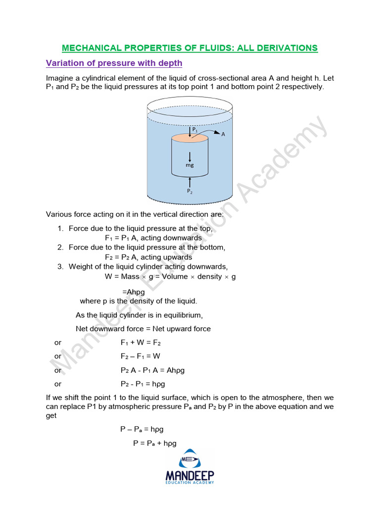 Mechanical Properties of Fluids Explained | PDF | Pressure | Fluid Dynamics