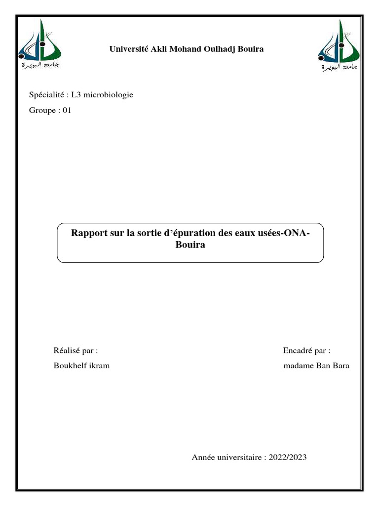 Rapport sur l'épuration des eaux usées | PDF | Maison et jardin ...