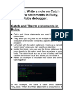 Write A Note On Catch and Throw Statements in Ruby, and The Ruby Debugger