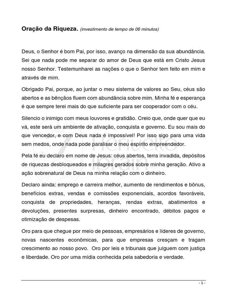 Oração da Riqueza e Prosperidade | PDF | Direito