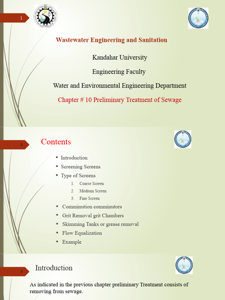 Preliminary Treatment of Sewage Systems | PDF | Sewage Treatment ...