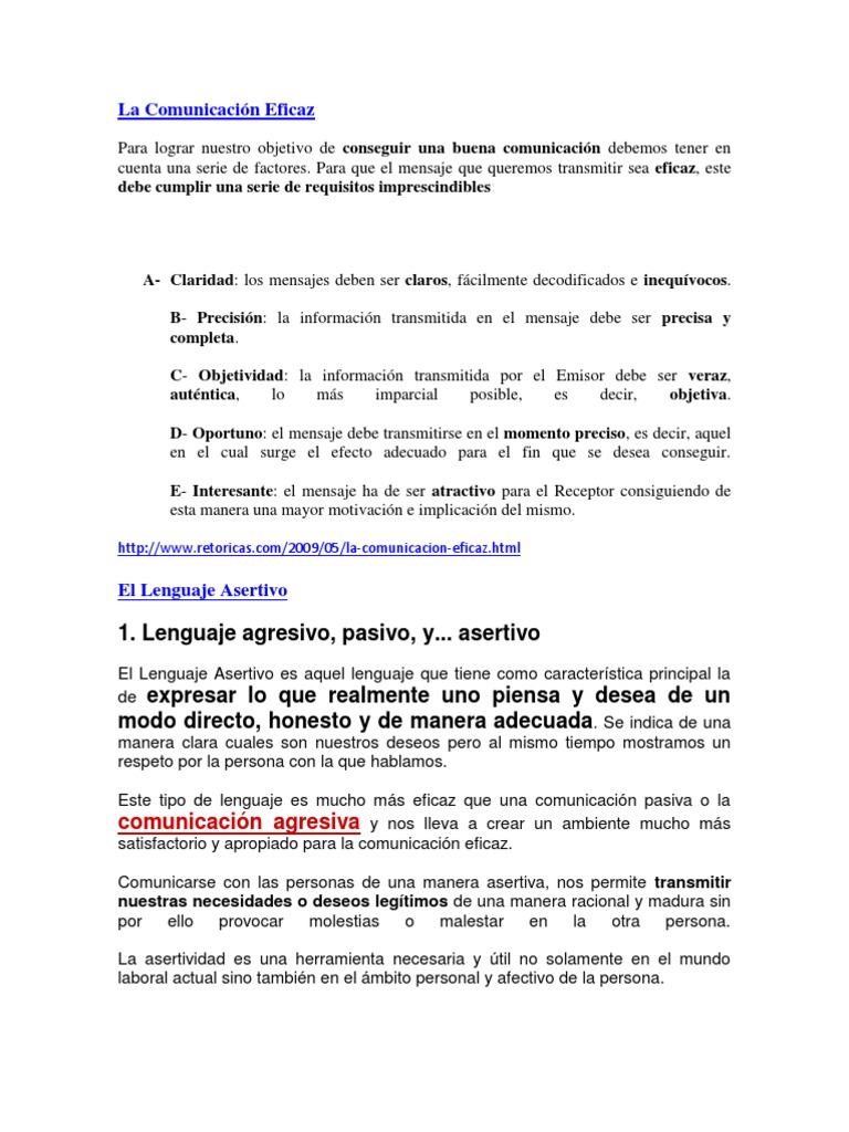 Claves para una Comunicación Eficaz | PDF | Ciencia cognitiva ...