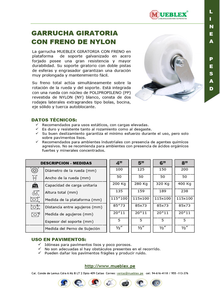 Garruchas Blancas Acrow | PDF | Materiales | Bienes manufacturados