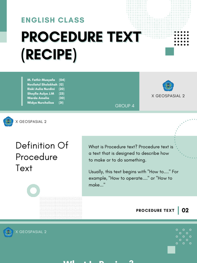 Procedure Text | PDF | Linguistics | Linguistic Typology