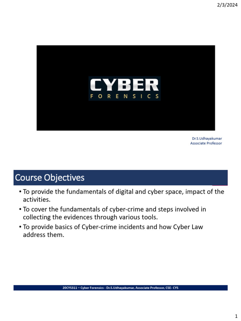 Cyber Forensics Unit 3 Upto Midterm PDF Computer Forensics