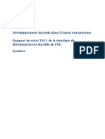 Développement Durable Dans L'union Européenne Rapport de Suivi 2011 de La Stratégie de Développement Durable de l'UE