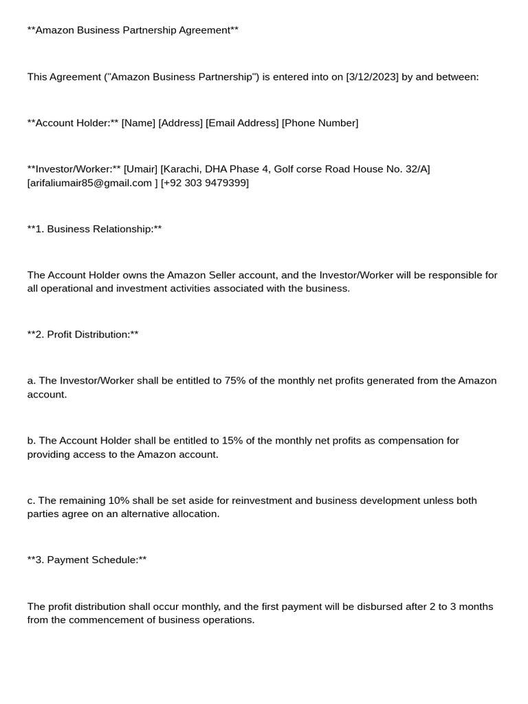 Amazon business partnership agreement pdf investing partnership