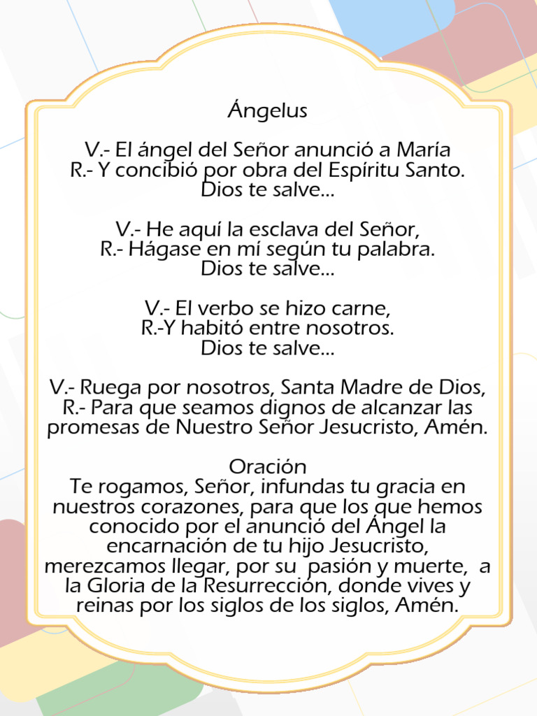 Oración del Ángelus para Imprimir | PDF